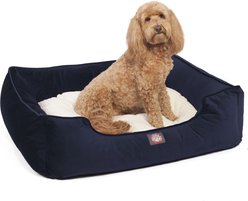 Majestic Pet Contemporary Lounge Velvet Bolster Dog Bed with Removable Cover, Medium, Navy