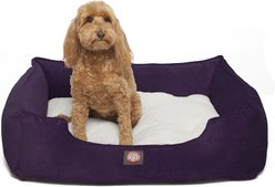 Majestic Pet Contemporary Lounge Villa Bolster Dog Bed with Removable Cover, Medium, Aubergine