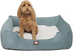 Majestic Pet Contemporary Lounge Villa Bolster Dog Bed with Removable Cover, Medium, Azure