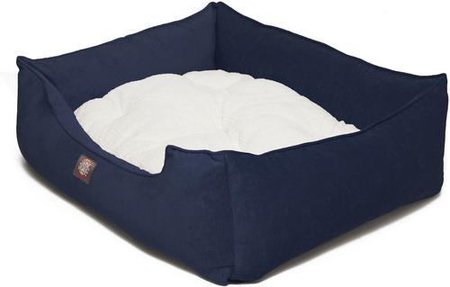 Show full view: Majestic Pet Contemporary Lounge Villa Bolster Dog Bed with Removable Cover, Medium, Navy slide 2 of 4