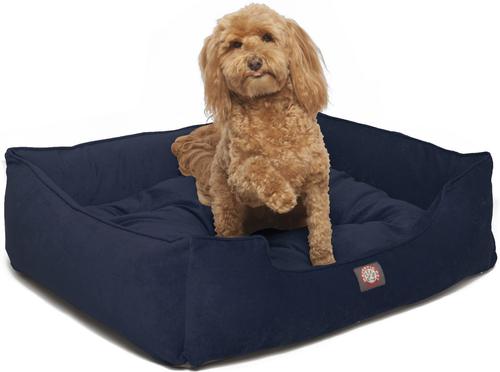 Show full view: Majestic Pet Contemporary Lounge Villa Bolster Dog Bed with Removable Cover, Medium, Navy slide 4 of 4