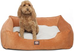 Majestic Pet Contemporary Lounge Villa Bolster Dog Bed with Removable Cover, Medium, Orange