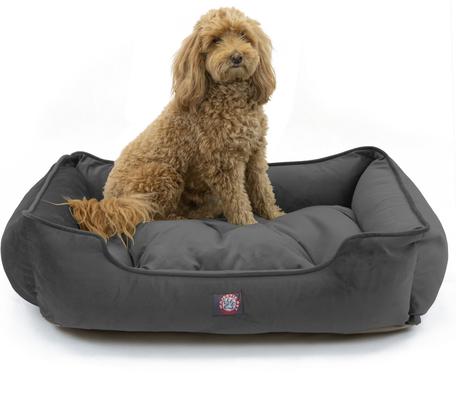 Show full view: Majestic Pet Faux Suede Contemp Lounge Bolster Dog Bed with Removable Cover, Gray, X-Large slide 3 of 3