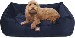 Majestic Pet Faux Suede Contemp Lounge Bolster Dog Bed with Removable Cover, Navy, X-Large
