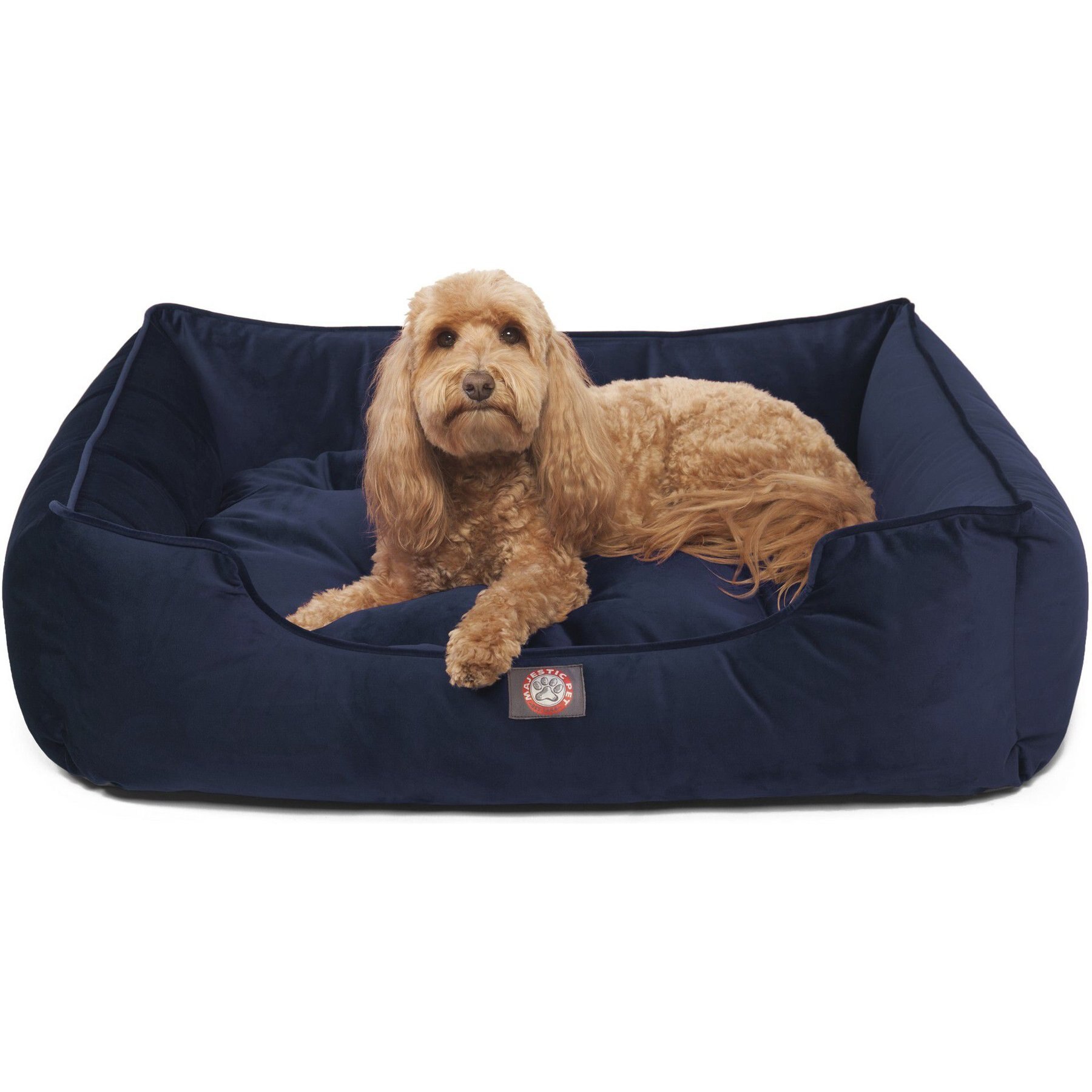 Majestic Pet Faux Suede Contemp Lounge Bolster Dog Bed with Removable Cover, Navy, X-Large