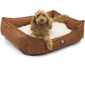 Majestic Pet Faux Suede Contemp Lounge Bolster Dog Bed with Removable Cover, Rust, Large