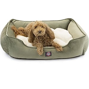 Majestic Pet Faux Suede Contemp Lounge Bolster Dog Bed with Removable Cover, Sage, X-Large