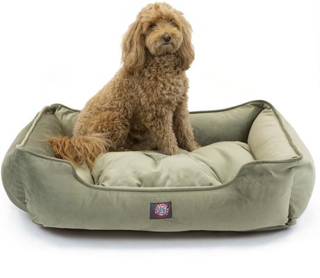 Show full view: Majestic Pet Faux Suede Contemp Lounge Bolster Dog Bed with Removable Cover, Sage, X-Large slide 2 of 2