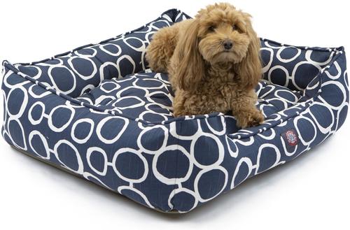 Show full view: Majestic Pet Fusion Contemp Lounge Bolster Dog Bed with Removable Cover, Navy, Large slide 3 of 6