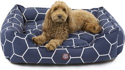Majestic Pet Hexo Shapes Contemp Lounge Bolster Dog Bed with Removable Cover, Large, Blue slide 1 of 4