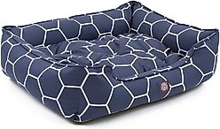 Majestic Pet Hexo Shapes Contemp Lounge Bolster Dog Bed with Removable Cover, Large, Blue slide 2 of 4