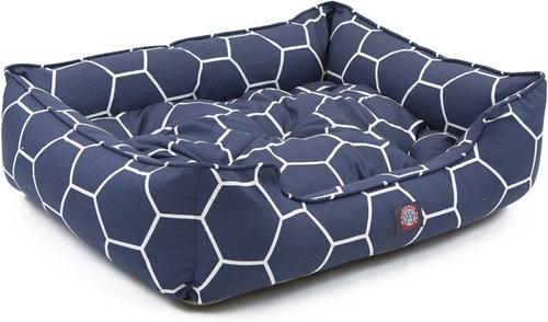 Show full view: Majestic Pet Hexo Shapes Contemp Lounge Bolster Dog Bed with Removable Cover, Large, Blue slide 3 of 4