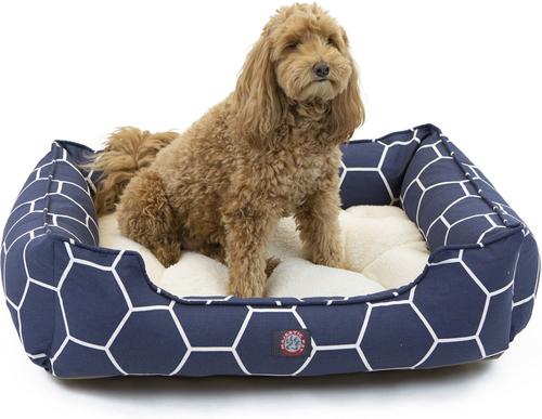 Show full view: Majestic Pet Hexo Shapes Contemp Lounge Bolster Dog Bed with Removable Cover, Large, Blue slide 2 of 4