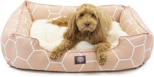 Show full view: Majestic Pet Hexo Shapes Contemp Lounge Bolster Dog Bed with Removable Cover, Large, Pink slide 2 of 4