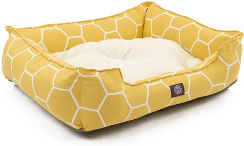 Show full view: Majestic Pet Hexo Shapes Contemp Lounge Bolster Dog Bed with Removable Cover, Large, Yellow slide 4 of 5