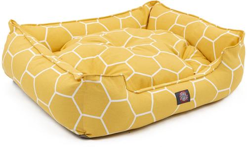 Show full view: Majestic Pet Hexo Shapes Contemp Lounge Bolster Dog Bed with Removable Cover, Large, Yellow slide 3 of 5