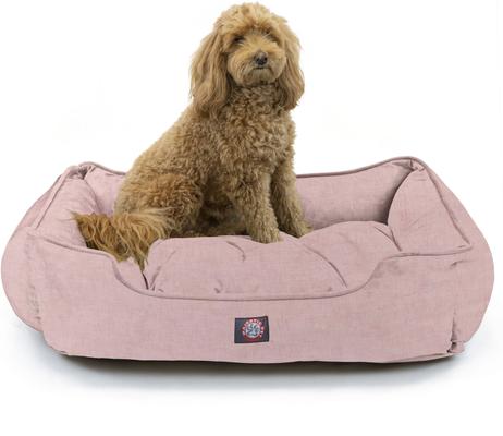 Show full view: Majestic Pet Jackson Heathered Contemp Lounge Bolster Dog Bed with Removable Cover, Large, Pink slide 3 of 6