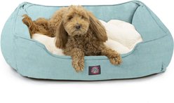 Majestic Pet Jackson Heathered Contemp Lounge Bolster Dog Bed with Removable Cover, Large, Teal