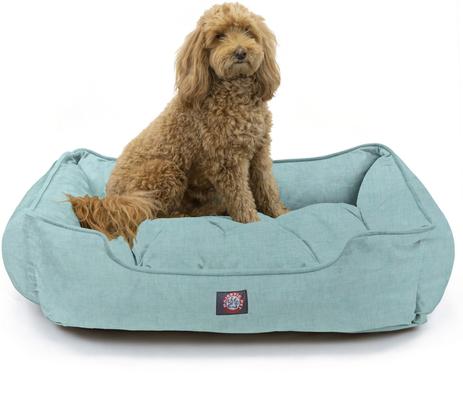 Show full view: Majestic Pet Jackson Heathered Contemp Lounge Bolster Dog Bed with Removable Cover, Large, Teal slide 2 of 5