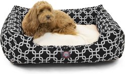 Majestic Pet Links Contemp Lounge Bolster Dog Bed with Removable Cover, Black, Large
