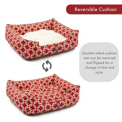 Show full view: Majestic Pet Links Contemp Lounge Bolster Dog Bed with Removable Cover, Red, Large slide 3 of 5