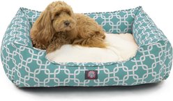Majestic Pet Links Contemp Lounge Bolster Dog Bed with Removable Cover, Teal, X-Large