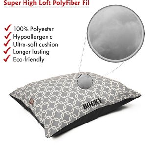 Majestic Pet Links Personalized Pillow Cat & Dog Bed, Gray, Large