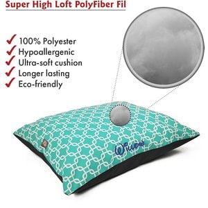 Majestic Pet Links Personalized Pillow Cat & Dog Bed, Teal, Large