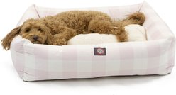 Majestic Pet Luxe Bagel Anderson Check Bolster Dog Bed with Removable Cover, Pink, Large