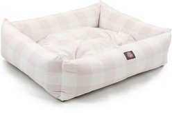 Majestic Pet Luxe Bagel Anderson Check Bolster Dog Bed with Removable Cover, Pink, Large slide 2 of 4