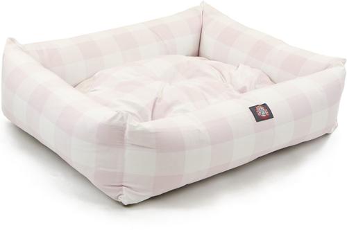 Show full view: Majestic Pet Luxe Bagel Anderson Check Bolster Dog Bed with Removable Cover, Pink, Large slide 5 of 5