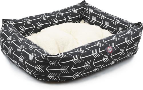 Show full view: Majestic Pet Luxe Bagel Arrow Bolster Dog Bed with Removable Cover, Black/White Arrows, Large slide 3 of 5