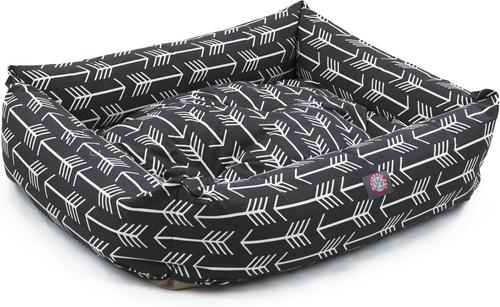 Show full view: Majestic Pet Luxe Bagel Arrow Bolster Dog Bed with Removable Cover, Black/White Arrows, Large slide 4 of 5