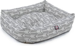 Majestic Pet Luxe Bagel Arrow Bolster Dog Bed with Removable Cover, Grey/White Arrows, Large slide 2 of 4