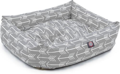 Show full view: Majestic Pet Luxe Bagel Arrow Bolster Dog Bed with Removable Cover, Grey/White Arrows, Large slide 4 of 4