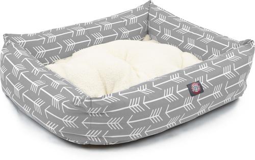 Show full view: Majestic Pet Luxe Bagel Arrow Bolster Dog Bed with Removable Cover, Grey/White Arrows, Large slide 3 of 4