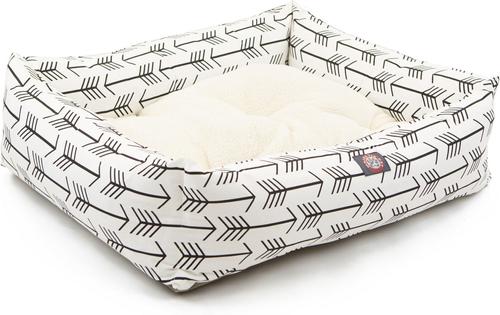 Show full view: Majestic Pet Luxe Bagel Arrow Bolster Dog Bed with Removable Cover, White/Black Arrows, Large slide 4 of 4