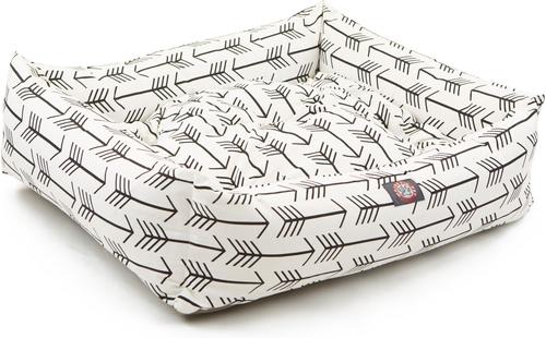 Show full view: Majestic Pet Luxe Bagel Arrow Bolster Dog Bed with Removable Cover, White/Black Arrows, Large slide 3 of 4