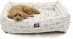 Majestic Pet Luxe Bagel Arrow Bolster Dog Bed with Removable Cover, White/Tan Arrows, Large slide 2 of 4