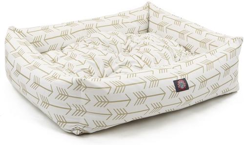 Show full view: Majestic Pet Luxe Bagel Arrow Bolster Dog Bed with Removable Cover, White/Tan Arrows, Large slide 5 of 5