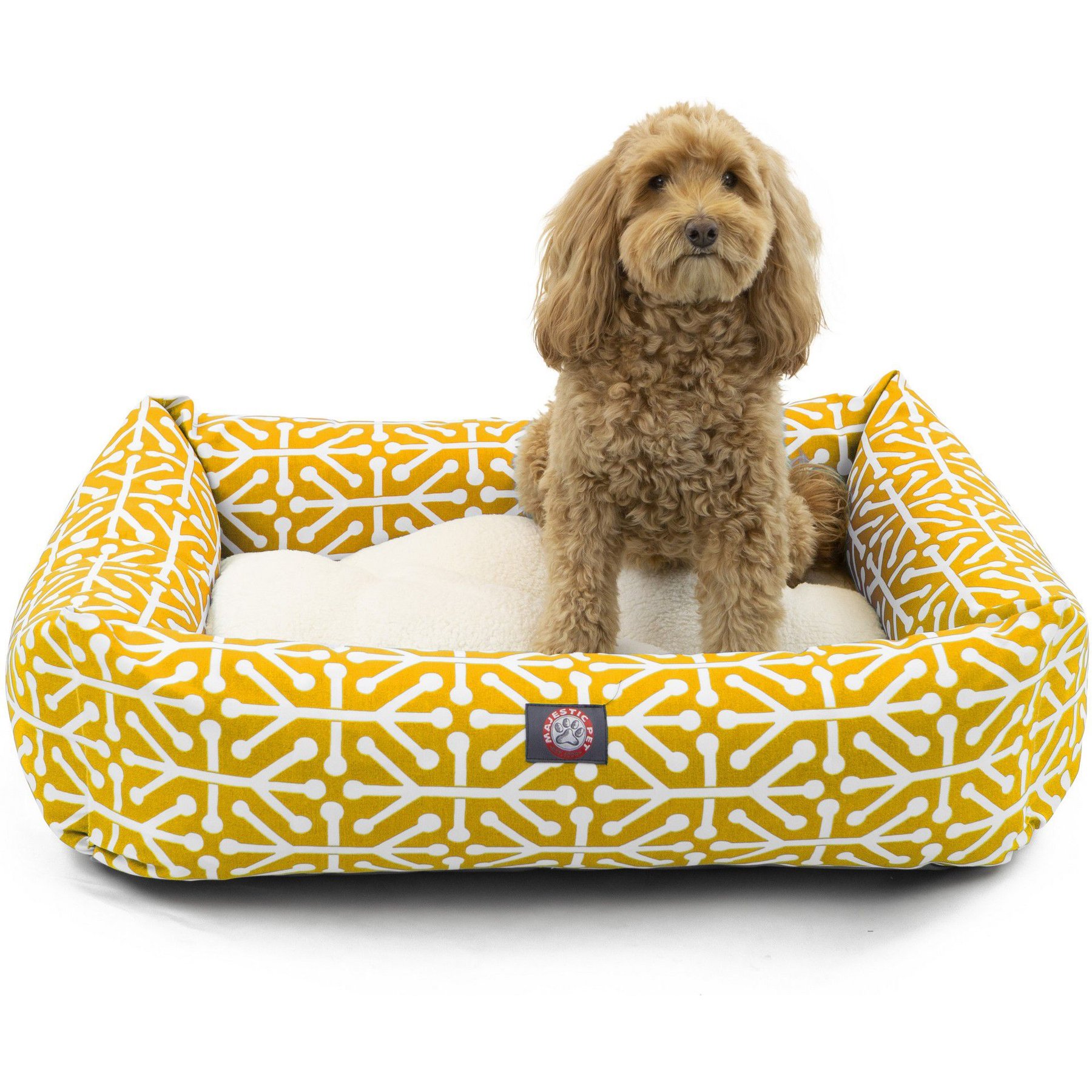 Majestic Pet Luxe Bagel Aruba Bolster Dog Bed with Removable Cover, Citrus, Large