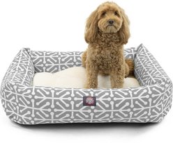 Majestic Pet Luxe Bagel Aruba Bolster Dog Bed with Removable Cover, Gray, Large