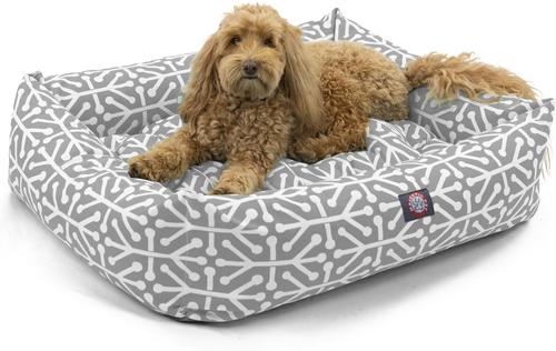 Show full view: Majestic Pet Luxe Bagel Aruba Bolster Dog Bed with Removable Cover, Gray, Large slide 2 of 4
