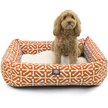 Show in main carousel: Majestic Pet Luxe Bagel Aruba Bolster Dog Bed with Removable Cover, Orange, X-Large slide 1 of 4
