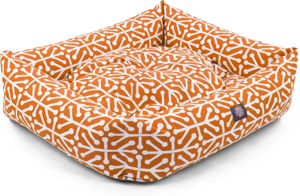Show full view: Majestic Pet Luxe Bagel Aruba Bolster Dog Bed with Removable Cover, Orange, X-Large slide 4 of 4