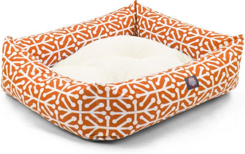 Show full view: Majestic Pet Luxe Bagel Aruba Bolster Dog Bed with Removable Cover, Orange, X-Large slide 4 of 5