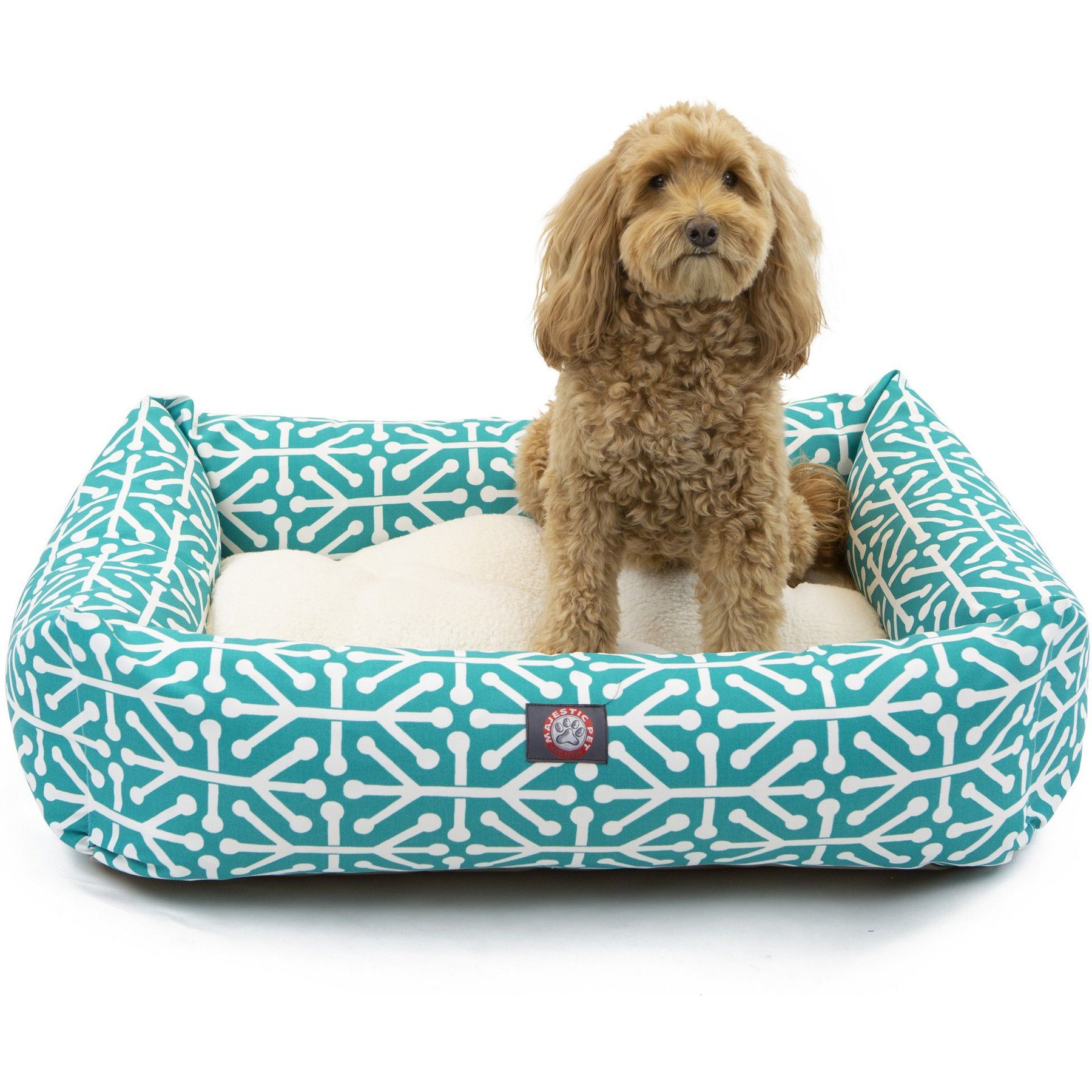 Majestic Pet Luxe Bagel Aruba Bolster Dog Bed with Removable Cover, Teal, X-Large