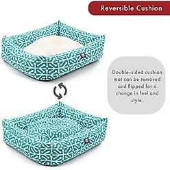 Majestic Pet Luxe Bagel Aruba Bolster Dog Bed with Removable Cover, Teal, X-Large slide 2 of 5