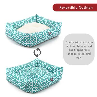 Show full view: Majestic Pet Luxe Bagel Aruba Bolster Dog Bed with Removable Cover, Teal, X-Large slide 5 of 5