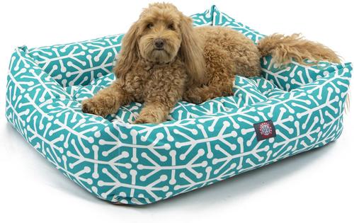 Show full view: Majestic Pet Luxe Bagel Aruba Bolster Dog Bed with Removable Cover, Teal, X-Large slide 2 of 5